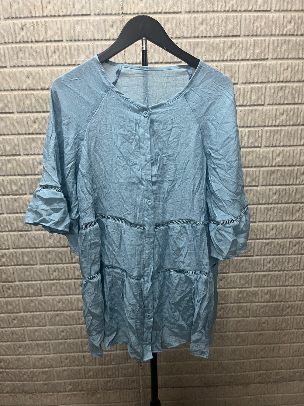 Cupshe Light Blue Tiered Button-Up Tunic